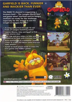 Garfield - Lasagna World Tour box cover back